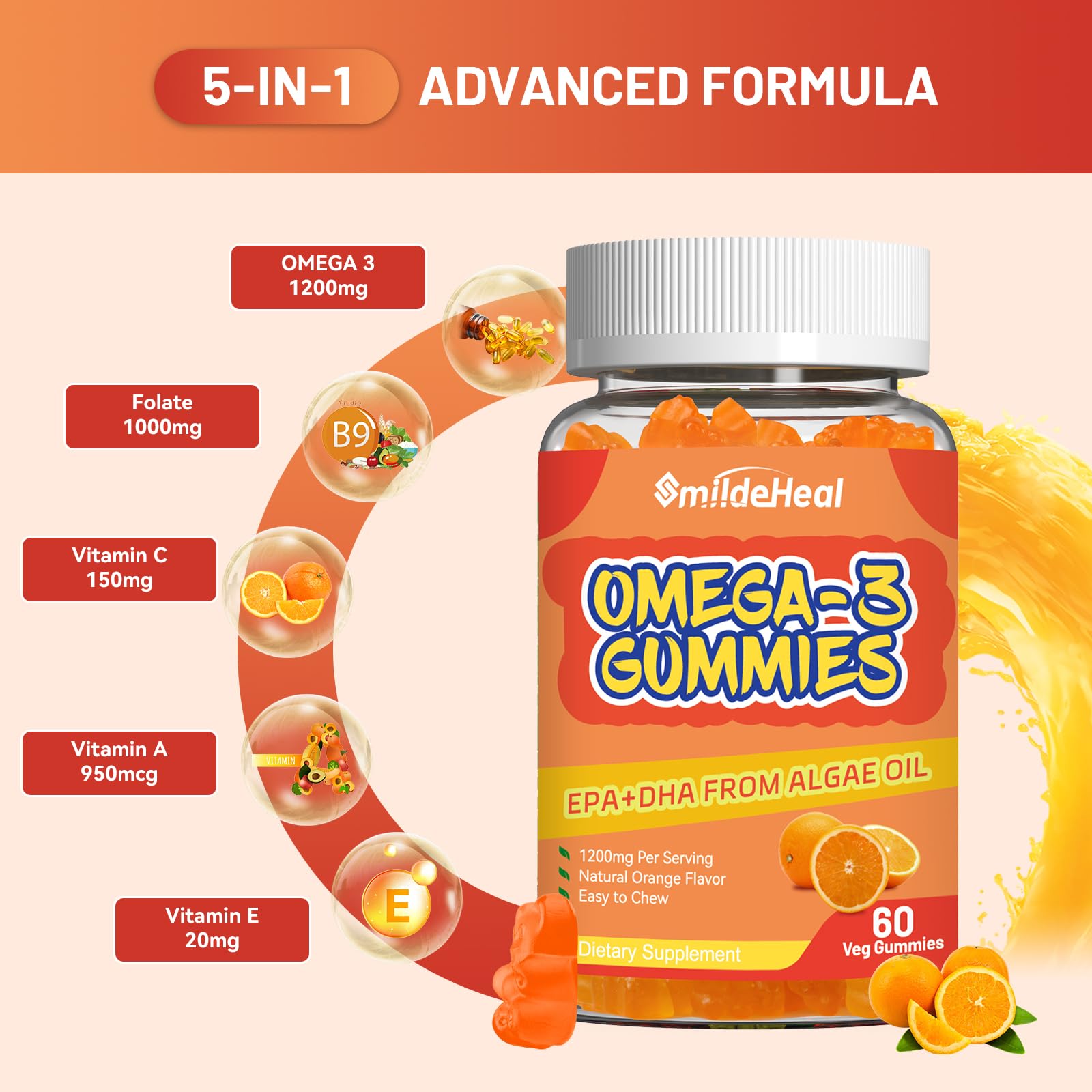 60 count vegan Omega-3 gummies for family use