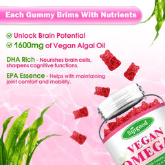 Close-up of vegan algae-based omega-3 gummies