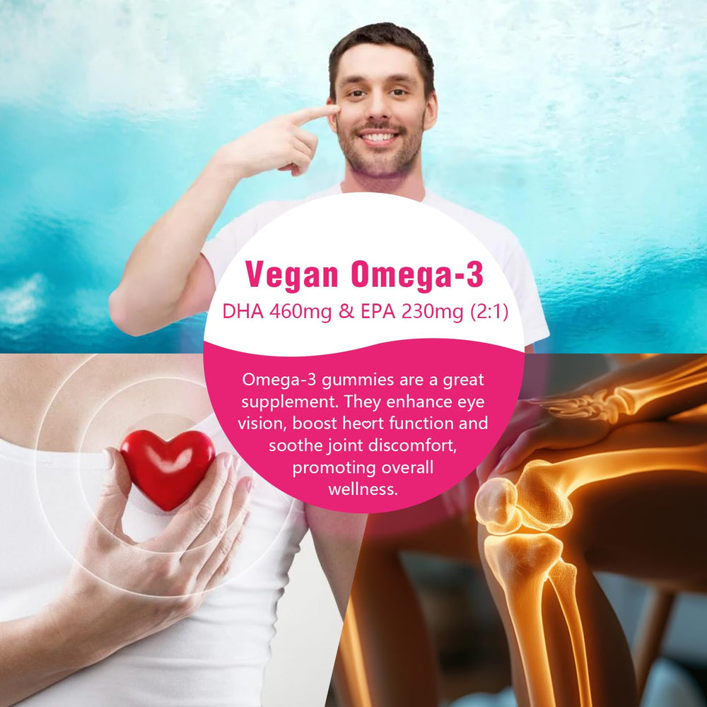 Vegan omega-3 gummies supporting brain and eye health