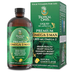 Tropical Oasis Omega-3 MAX bottle with lemon flavor