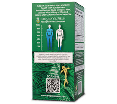 Packaging and label of Tropical Oasis Omega-3 MAX 16.1 oz bottle