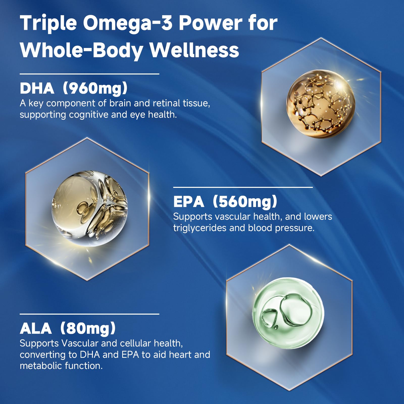 Close-up of omega-3 softgel capsules