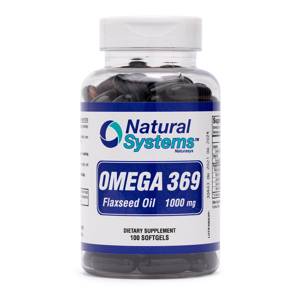 Front view of Omega 369 1000 mg softgels bottle