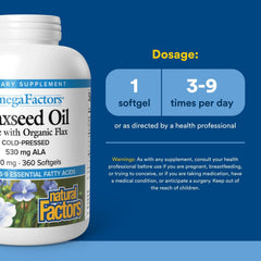 Omega Factors Flaxseed Oil label close-up