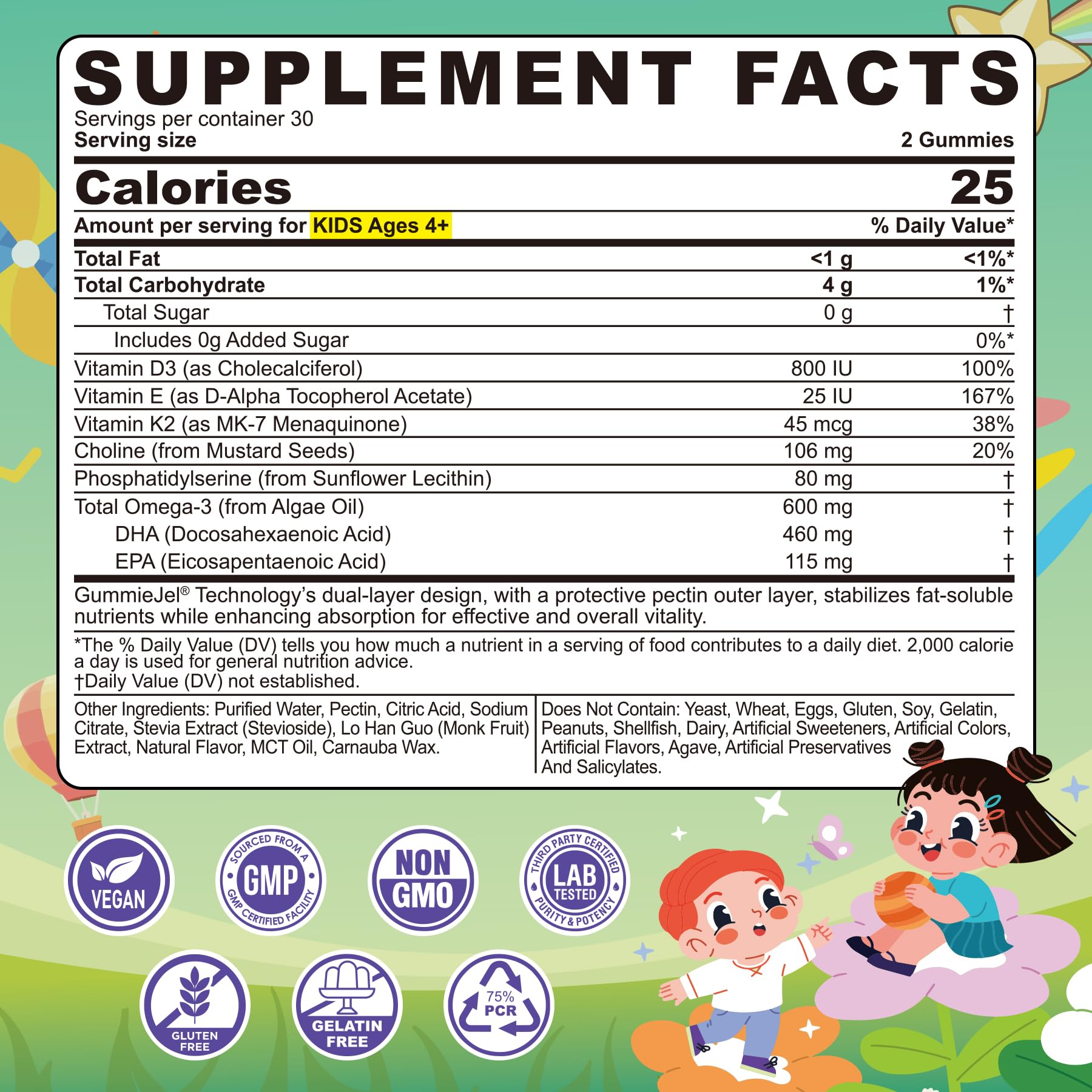 Close-up of lemon-flavored omega-3 gummies for kids (60 count)