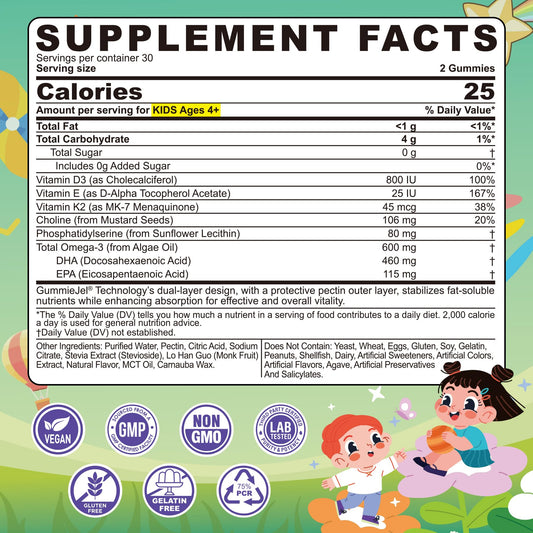 Close-up of lemon-flavored omega-3 gummies for kids (60 count)
