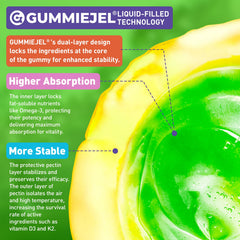 Close-up of kid-friendly omega-3 gummy texture