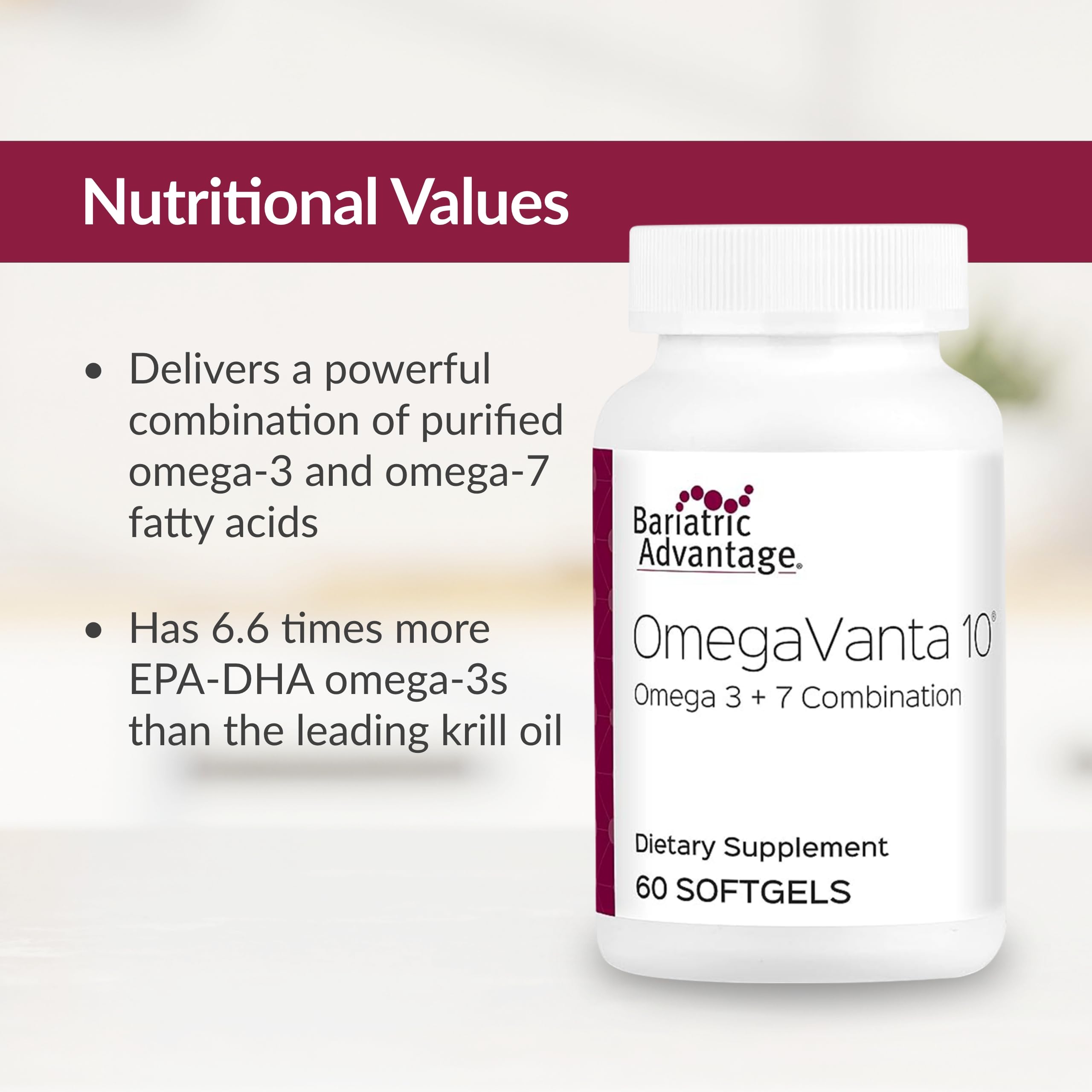 Bottle and label of Bariatric Advantage OmegaVanta 10