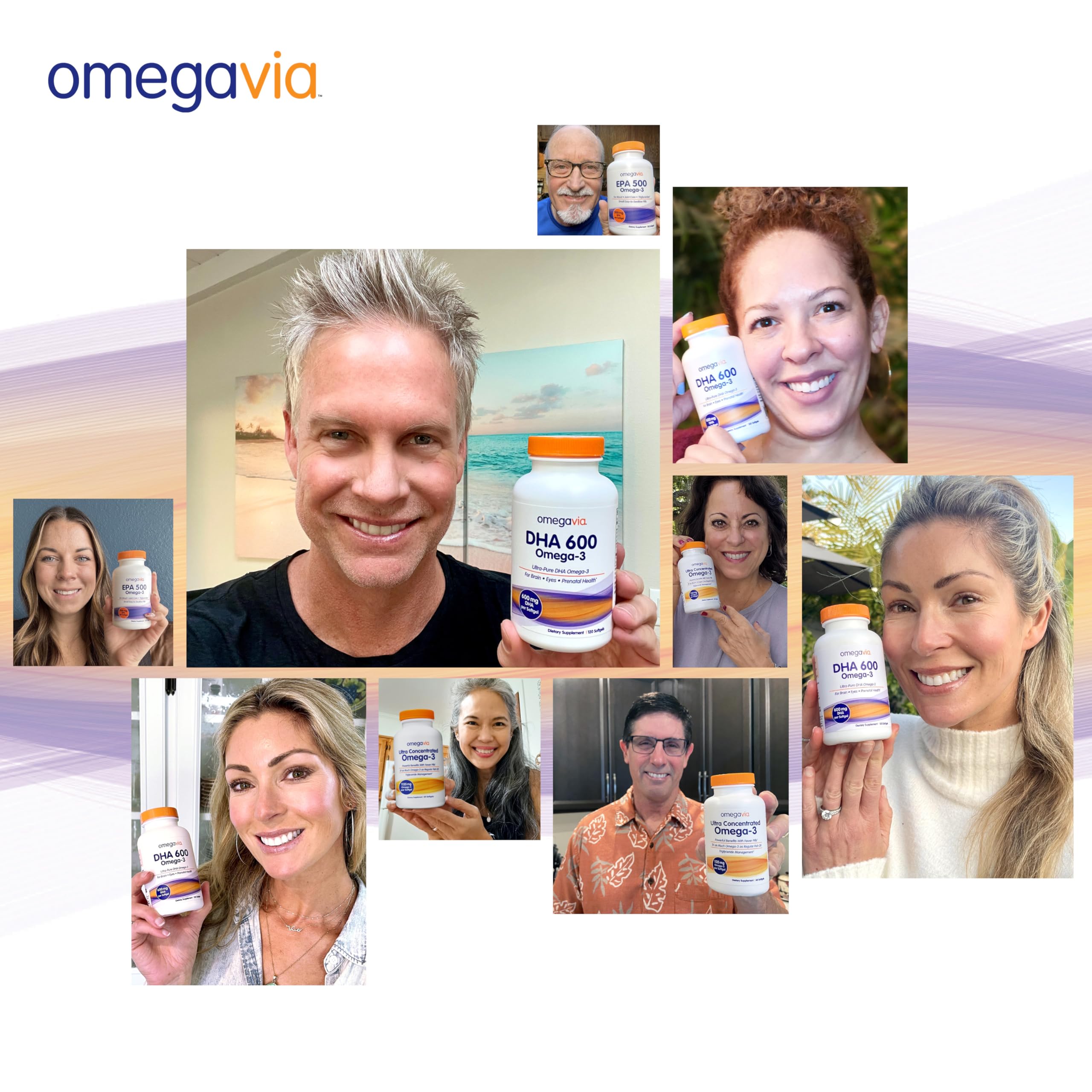 Side view of OmegaVia DHA 600 mg bottle