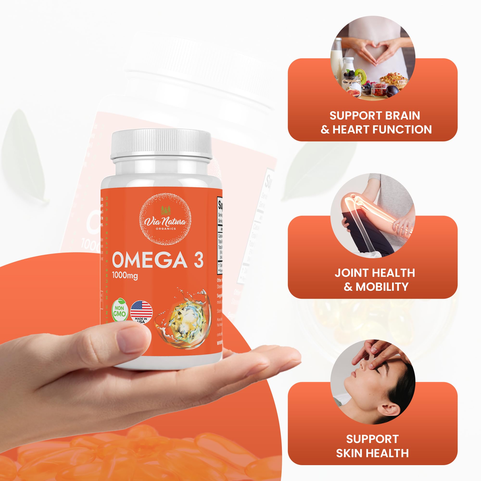 Omega 3 fish oil softgels with EPA and DHA