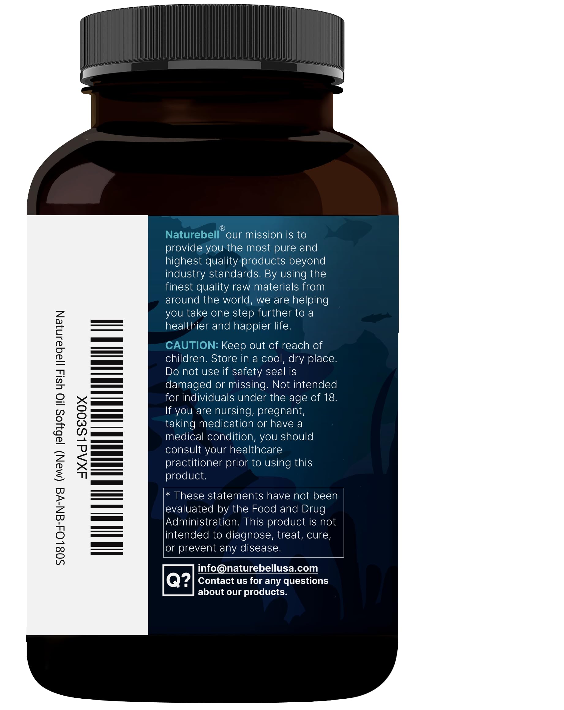 Bottle of omega-3 fish oil softgels (180 count)
