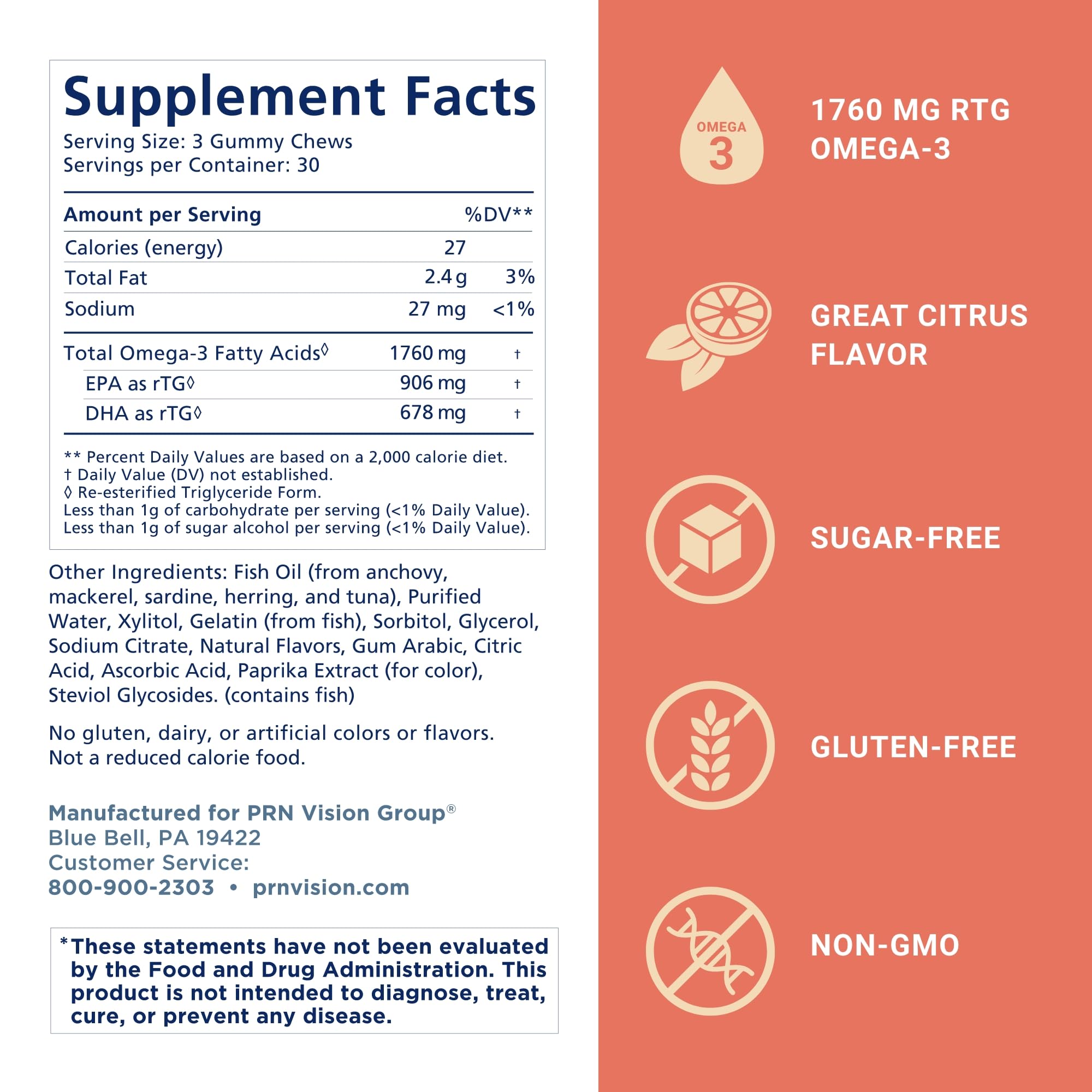 Omega 3 Gummy Chewables bottle with citrus flavor