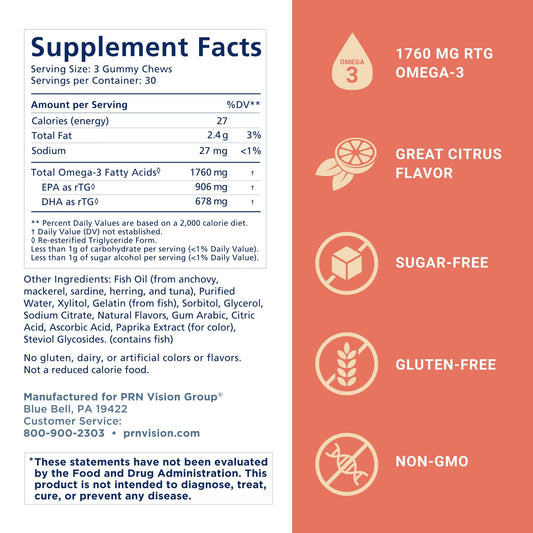 Omega 3 Gummy Chewables bottle with citrus flavor