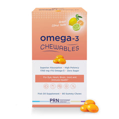 Omega 3 Gummy Chewables packaging showing citrus flavor