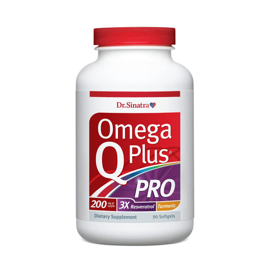 Dr. Sinatra Omega Q Plus PRO bottle with 90 softgels