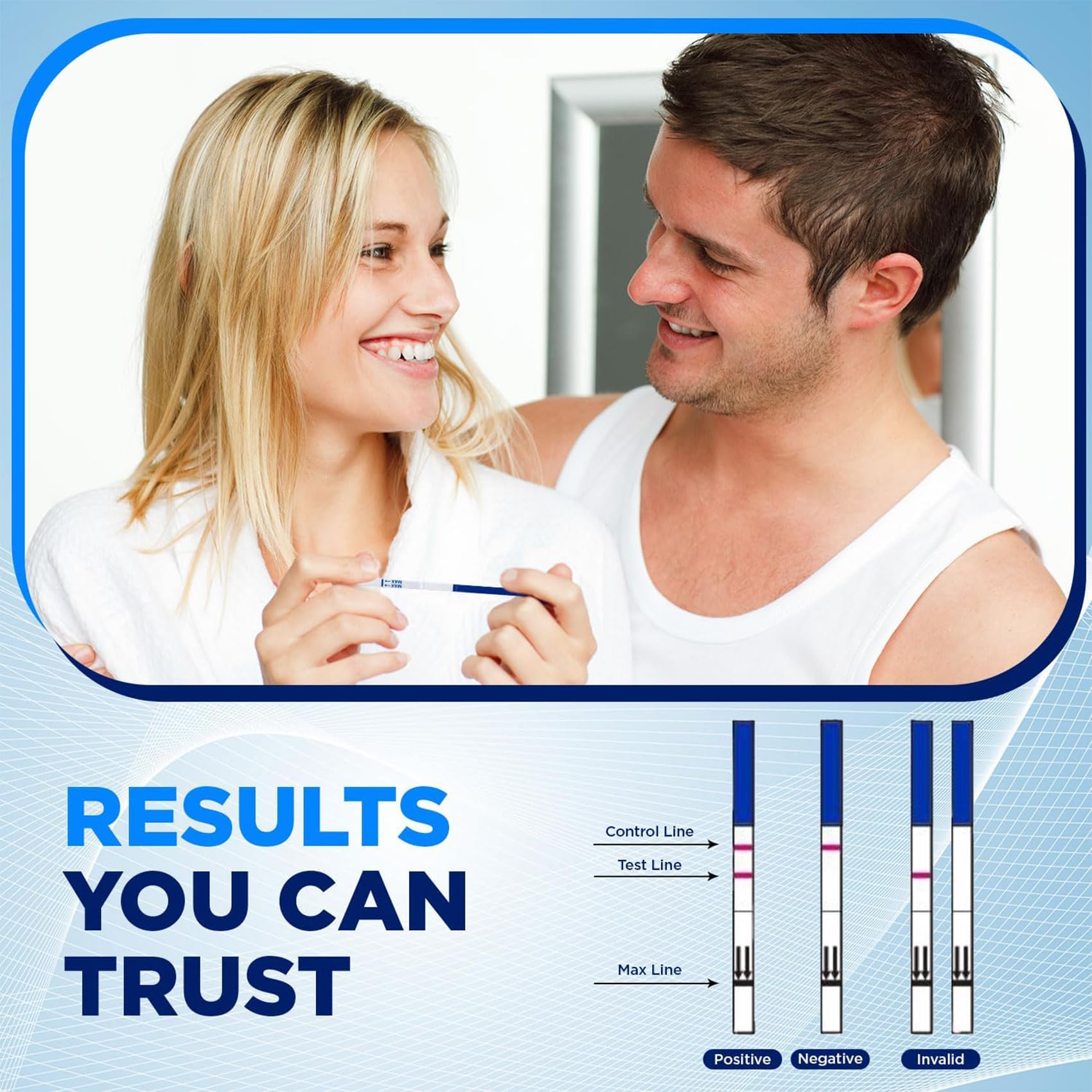 Individually wrapped OMGWYSIWYG pregnancy test strips