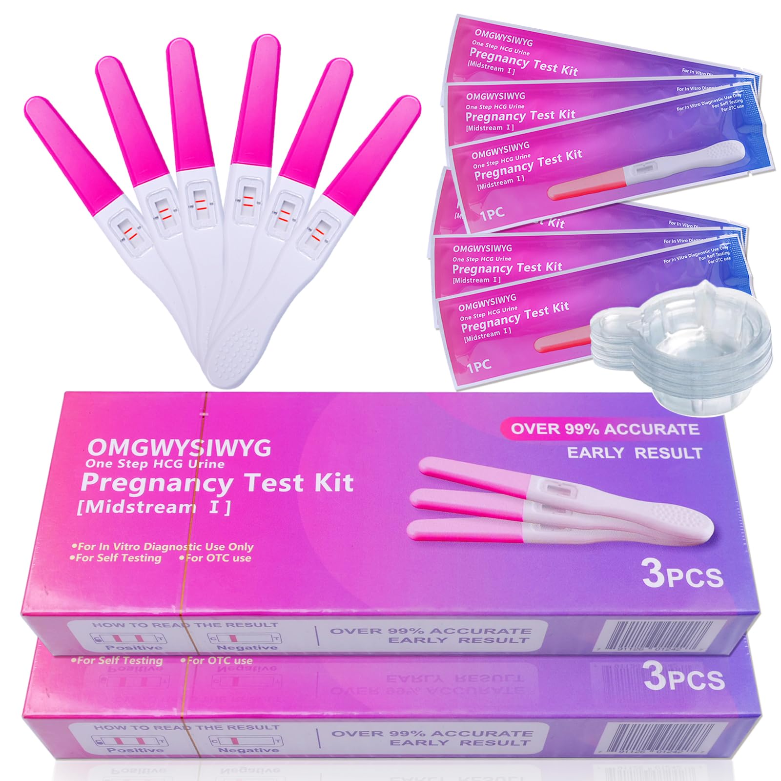 OMGWYSIWYG pregnancy test sticks, 6-count pack