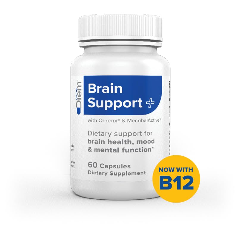Two Omne Diem Brain Support capsules next to the bottle