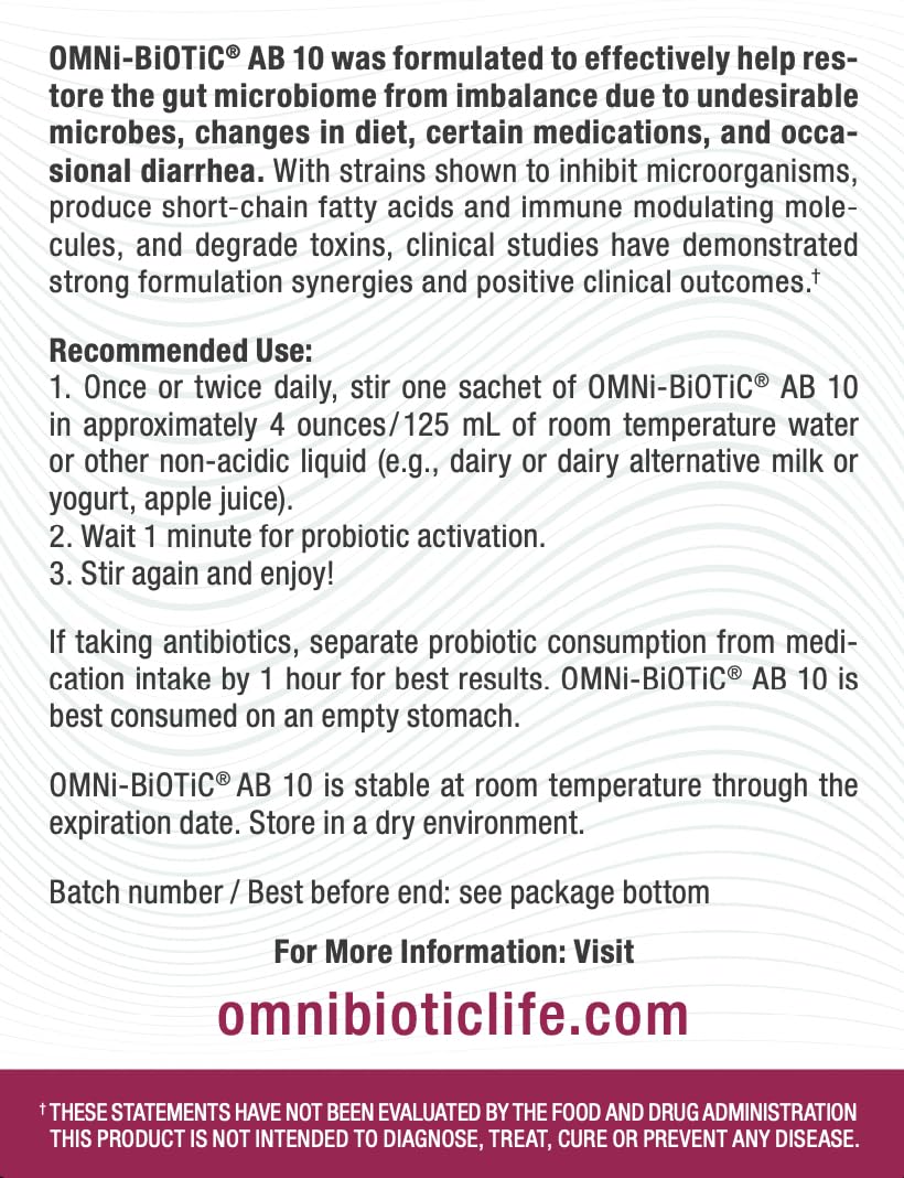 Ingredients and probiotic strains of AB 10