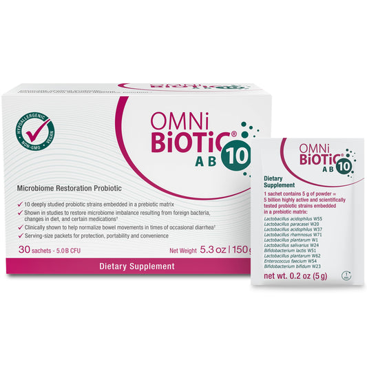 Daily packets of OMNi BiOTiC AB 10 probiotic