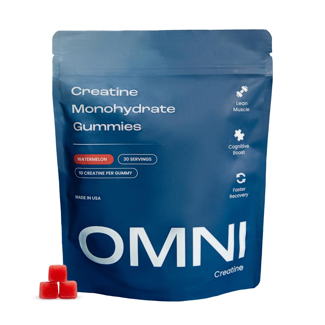 OMNI Creatine Gummies Watermelon bottle for on the go energy and recovery