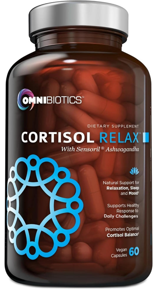 OmniBiotics Cortisol Relax bottle with 60 vegan capsules