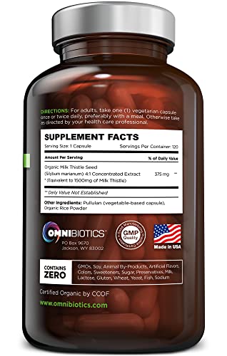 OmniBiotics Organic Milk Thistle capsules 1500mg