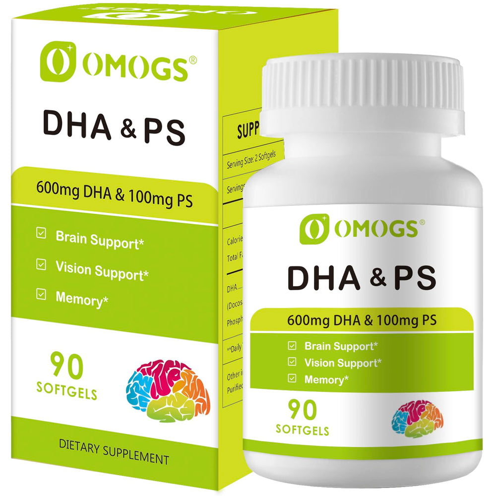 Bottle of OMOGS Algae DHA softgels