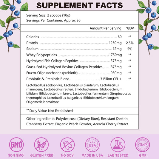 Collagen powder dissolving easily in water