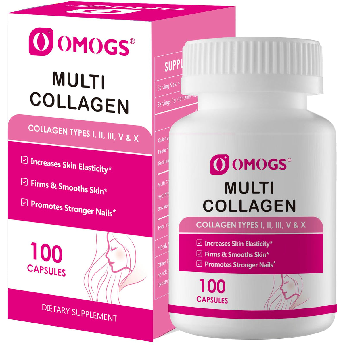 Omogs Collagen Peptides Capsule bottle front view