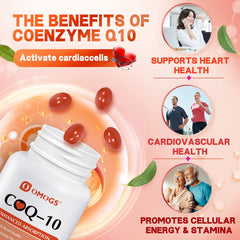 Graphic illustrating OMOGS CoQ10 supports heart health