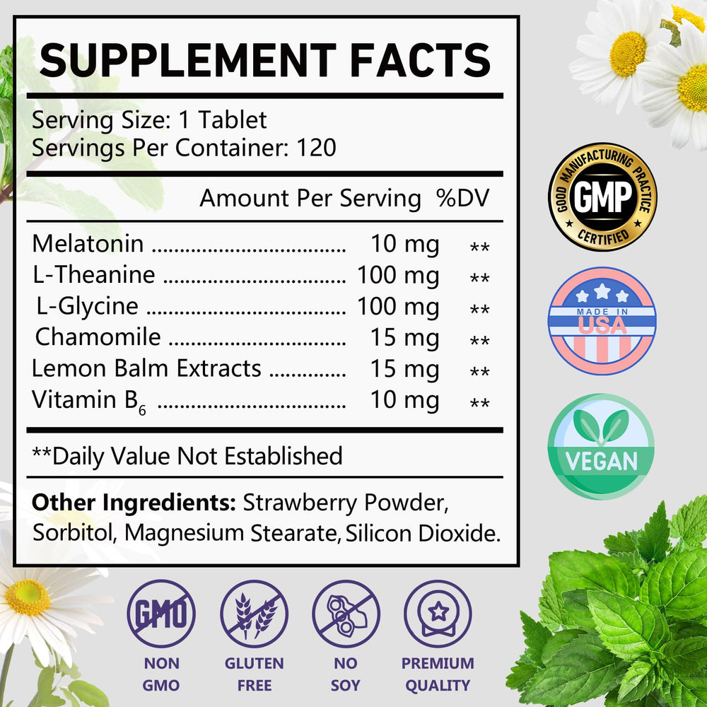 Front packaging of OMOGS Melatonin Sleep Supplements strawberry flavor