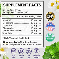 Front packaging of OMOGS Melatonin Sleep Supplements strawberry flavor