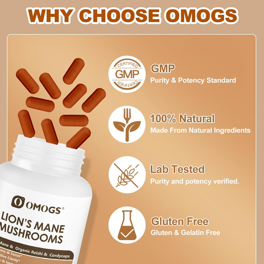 Lab-tested, pure ingredients for OMOGS Mushroom Complex