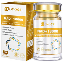 OMOGS NAD+ 300 mg + Trans-Resveratrol 200 mg bottle, 60 capsules