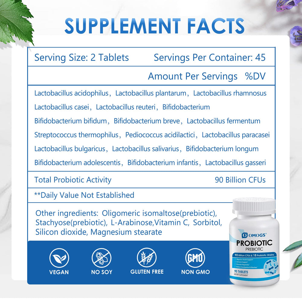 Three organic prebiotics blend included with OMOGS Probiotics