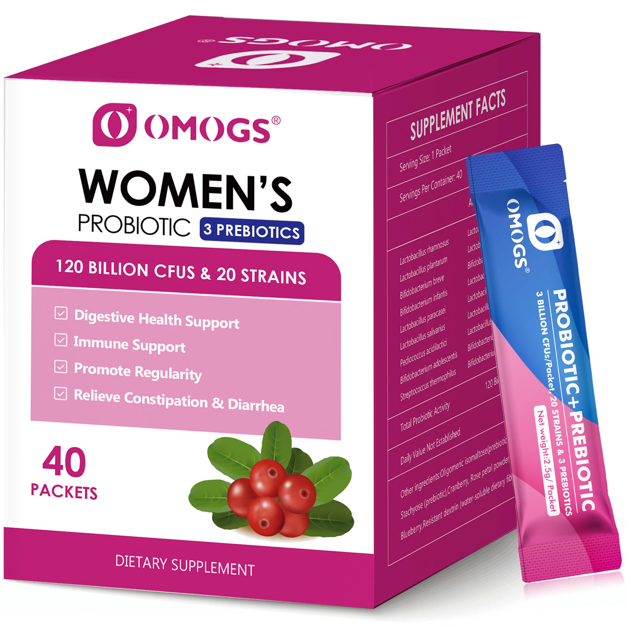 OMOGS Women's Probiotic bottle and 40-pack travel size