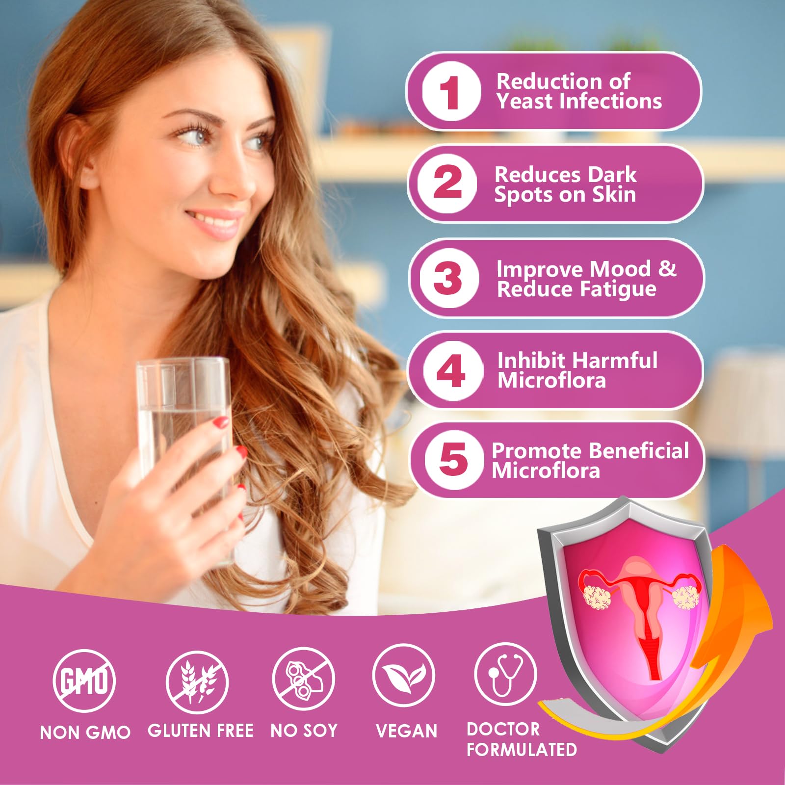 Non-GMO, vegan, soy-free and gluten-free icons on packaging