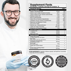 Side view of omre AfterDrink Restore bottle showing 48 capsules
