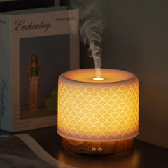 Onaboviva mermaid-inspired ceramic diffuser with imitation walnut texture base