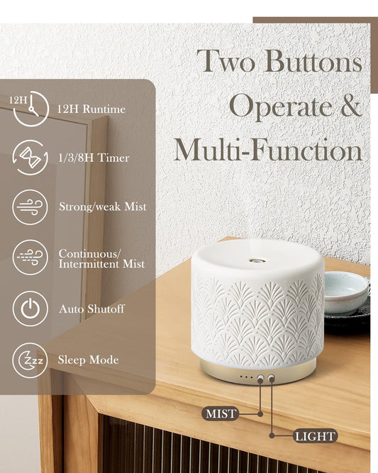 Ceramic diffuser with golden base - angled view