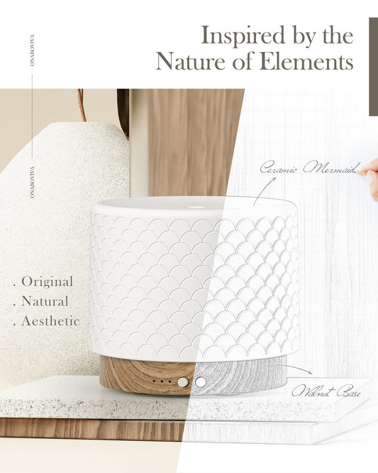 Close-up of handmade ceramic cover on diffuser