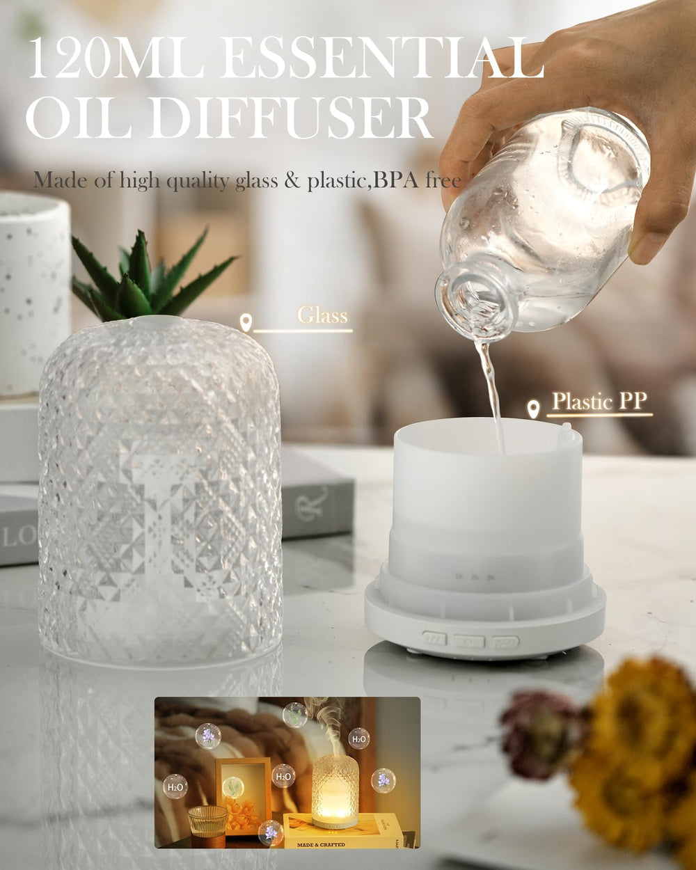 Onaboviva diffuser package: ceramic diffuser, USB cable and manual