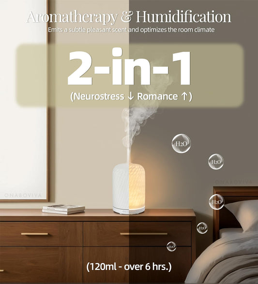 Close-up of BPA-free ceramic diffuser emitting mist