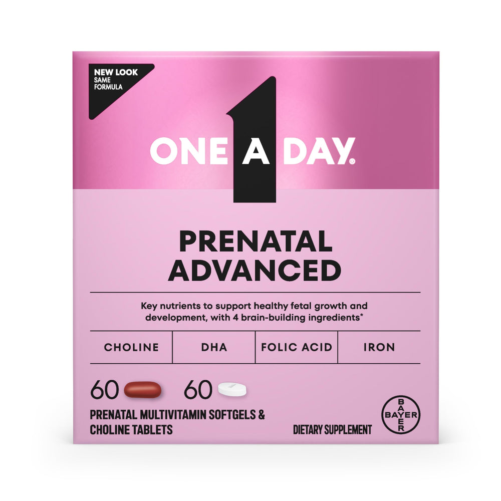 Bottle of One A Day Prenatal Advanced multivitamins