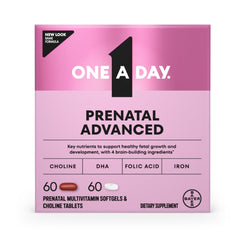 Bottle of One A Day Prenatal Advanced multivitamins