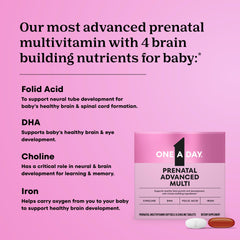 Brain-building nutrients for prenatal vitamins: Choline, DHA, Folic Acid, Iron