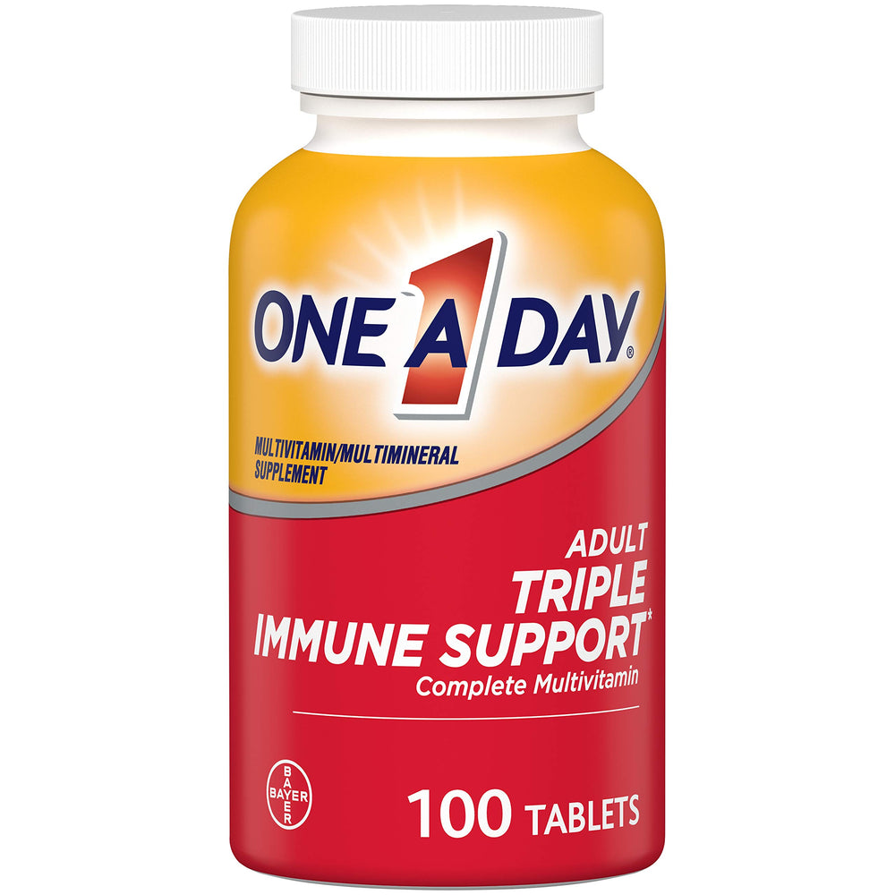 One A Day Triple Immune Support multivitamin bottle, 100-count