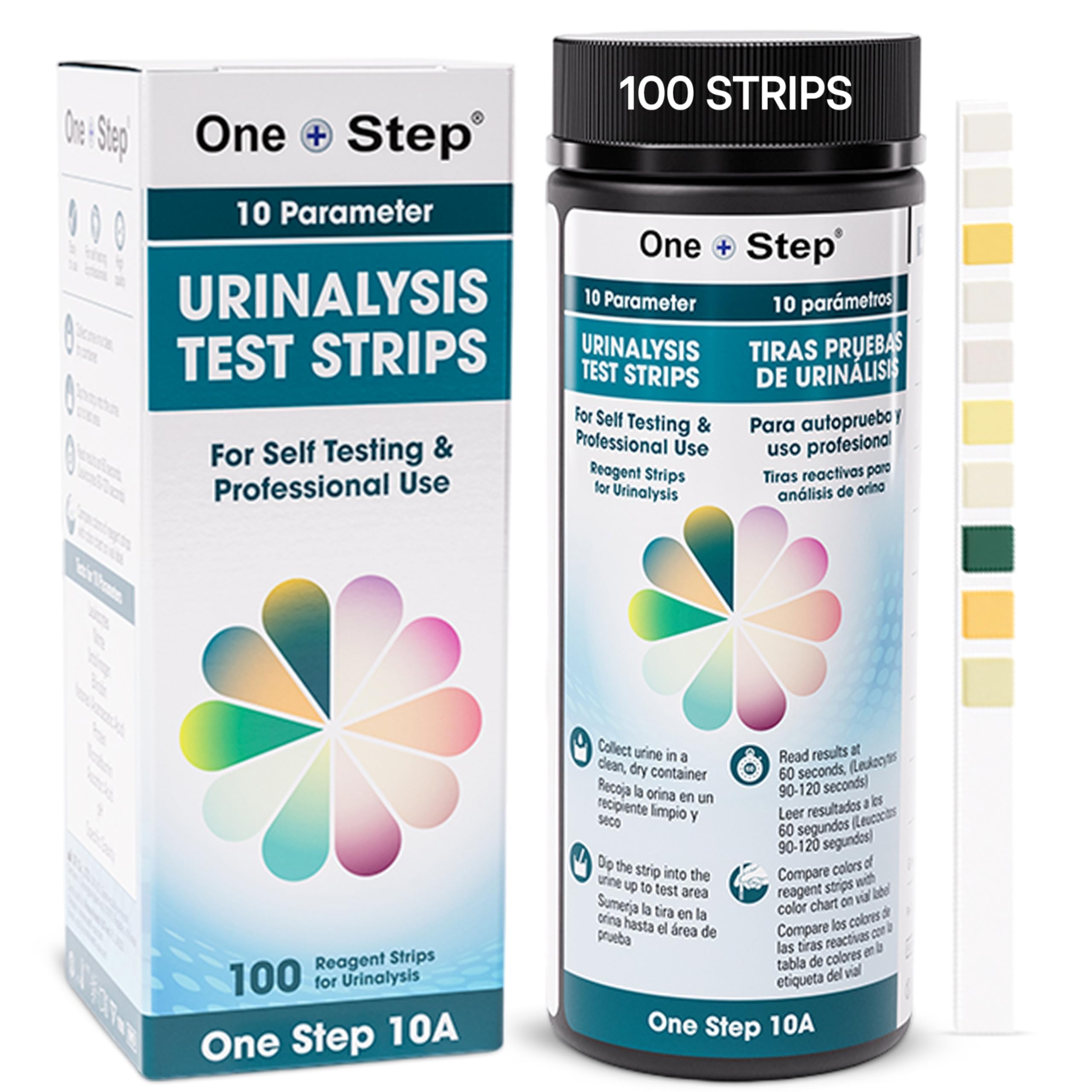 One Step 10A Urine Test Strips in 100-strip tub (image 1)