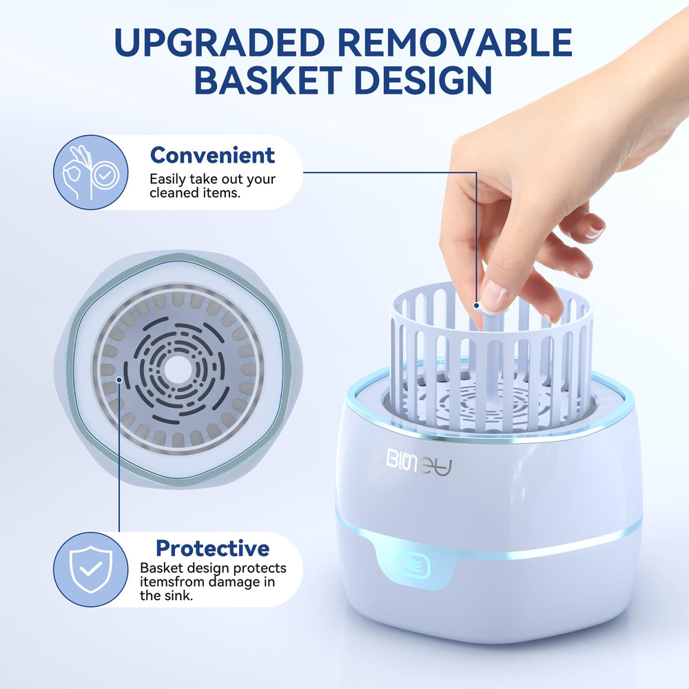 One-touch easy-to-use ultrasonic cleaner in action
